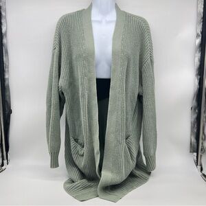 Tahari Light Green Open Front Cardigan w/ Front Pockets-Size S up